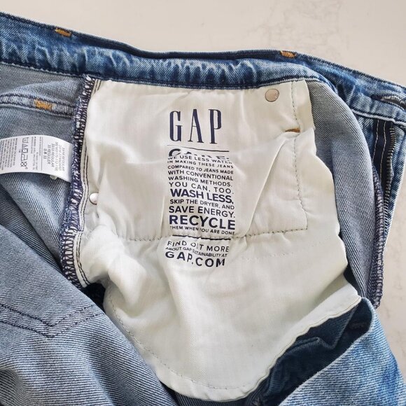 Women's Gap 90s Loose High Rise Cotton & Spandex Med. Wash Relaxed Jeans 33/16R - Picture 9 of 9